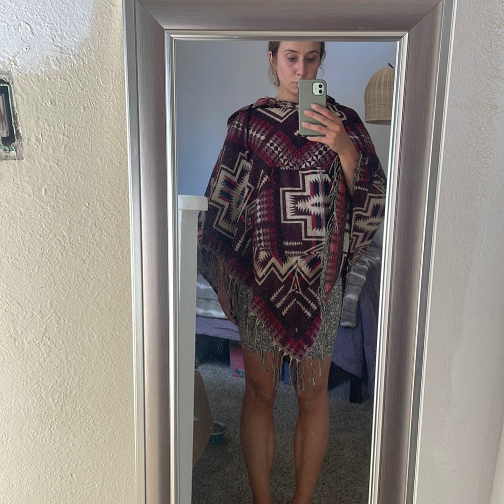 Tribal print poncho from Nepal
